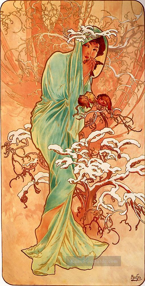 Winter 1896panel Tschechisch Jugendstil Alphonse Mucha Ölgemälde